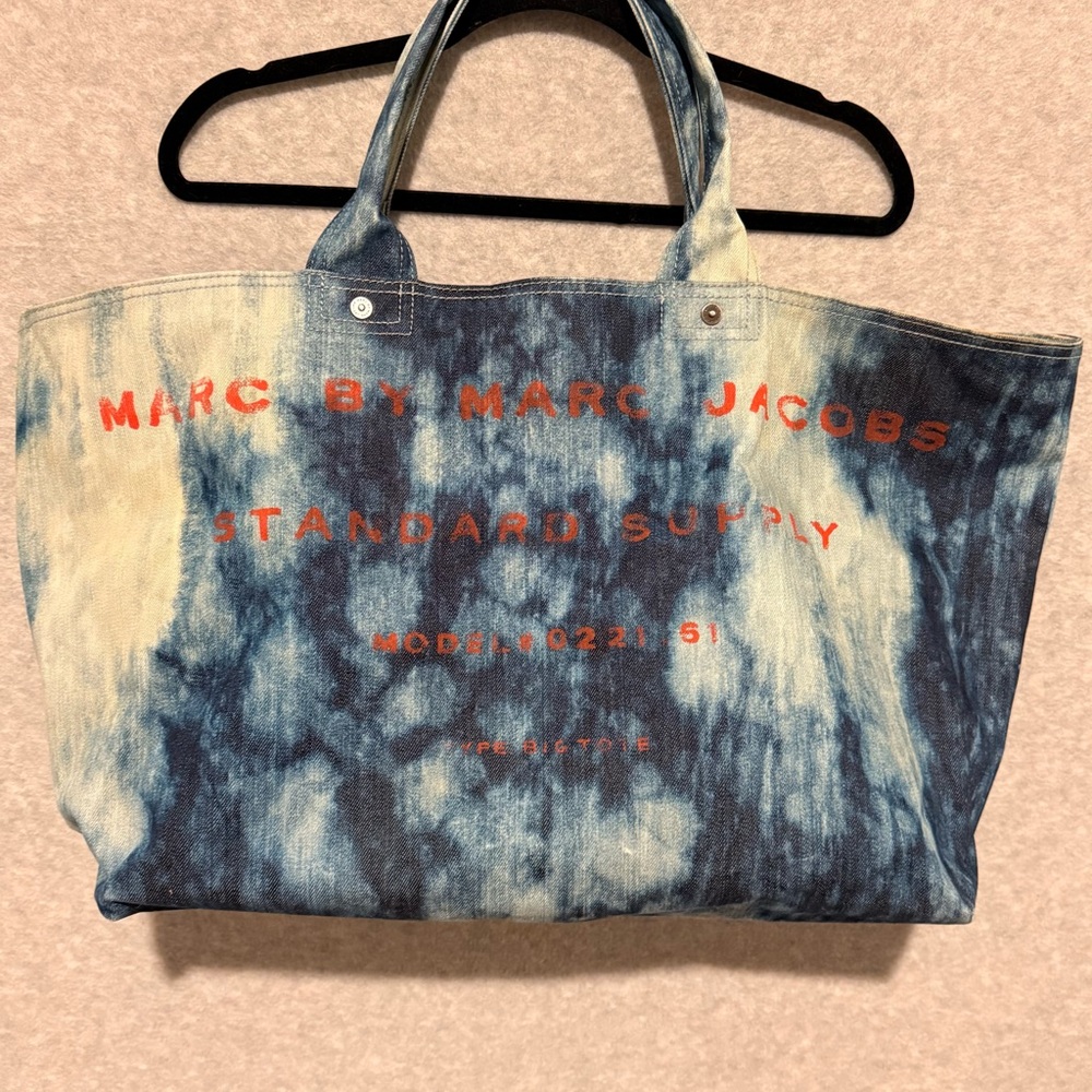 Marc Jacobs Blue and Cream Tote with Red Accents